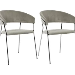 Stühle|KARE Design Armlehnstuhl Belle Cord Beige Chrom (2/Set)