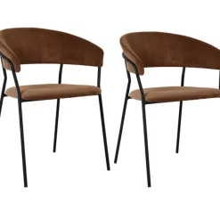 Stühle|KARE Design Armlehnstuhl Belle Cord Braun (2/Set)