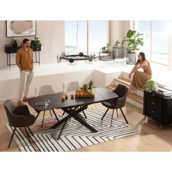 Tische|KARE Design Ausziehtisch Twist Schwarz 120(30+30)X90Cm