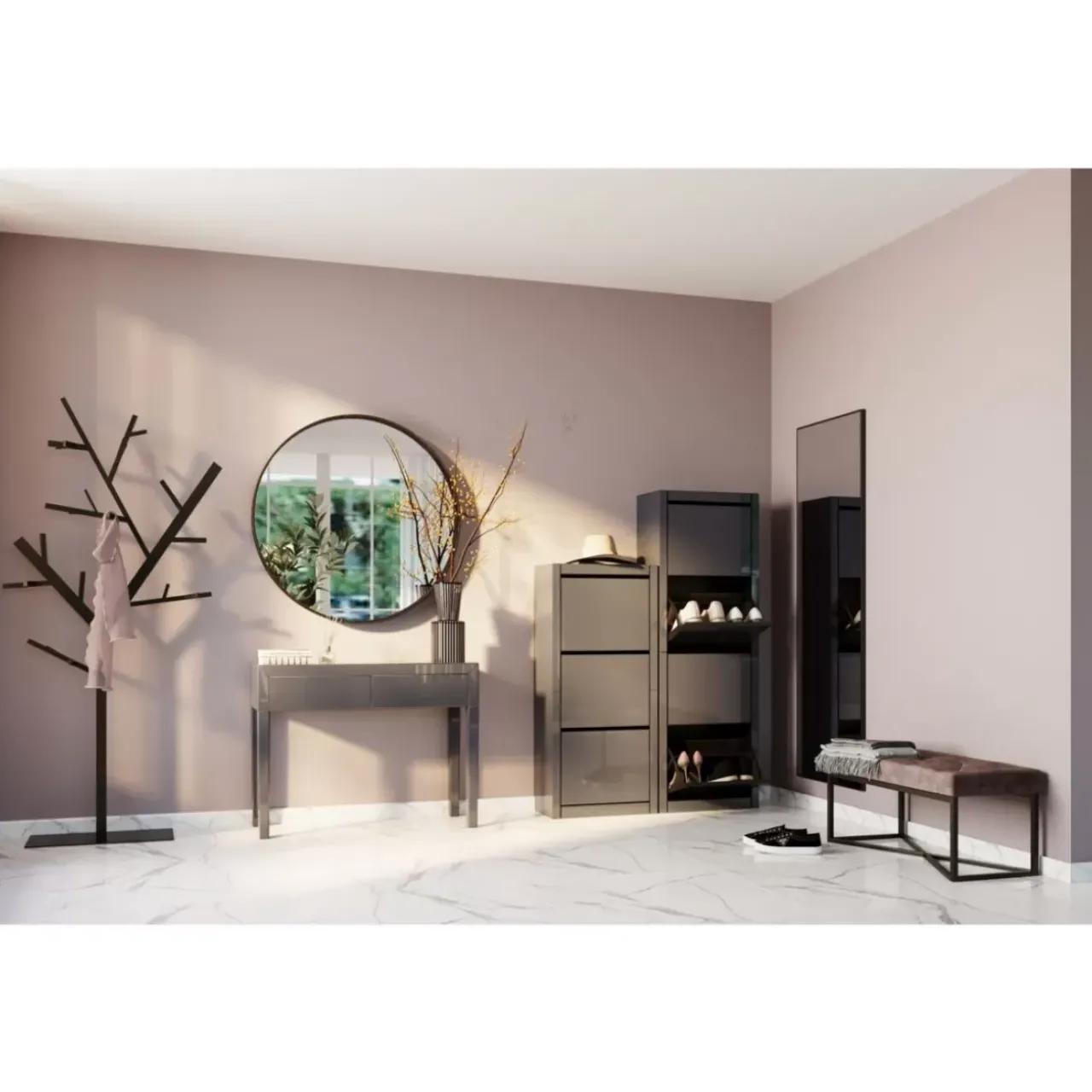 Sitzbänke|KARE Design Bank Crossover Grau Schwarz 90X40Cm