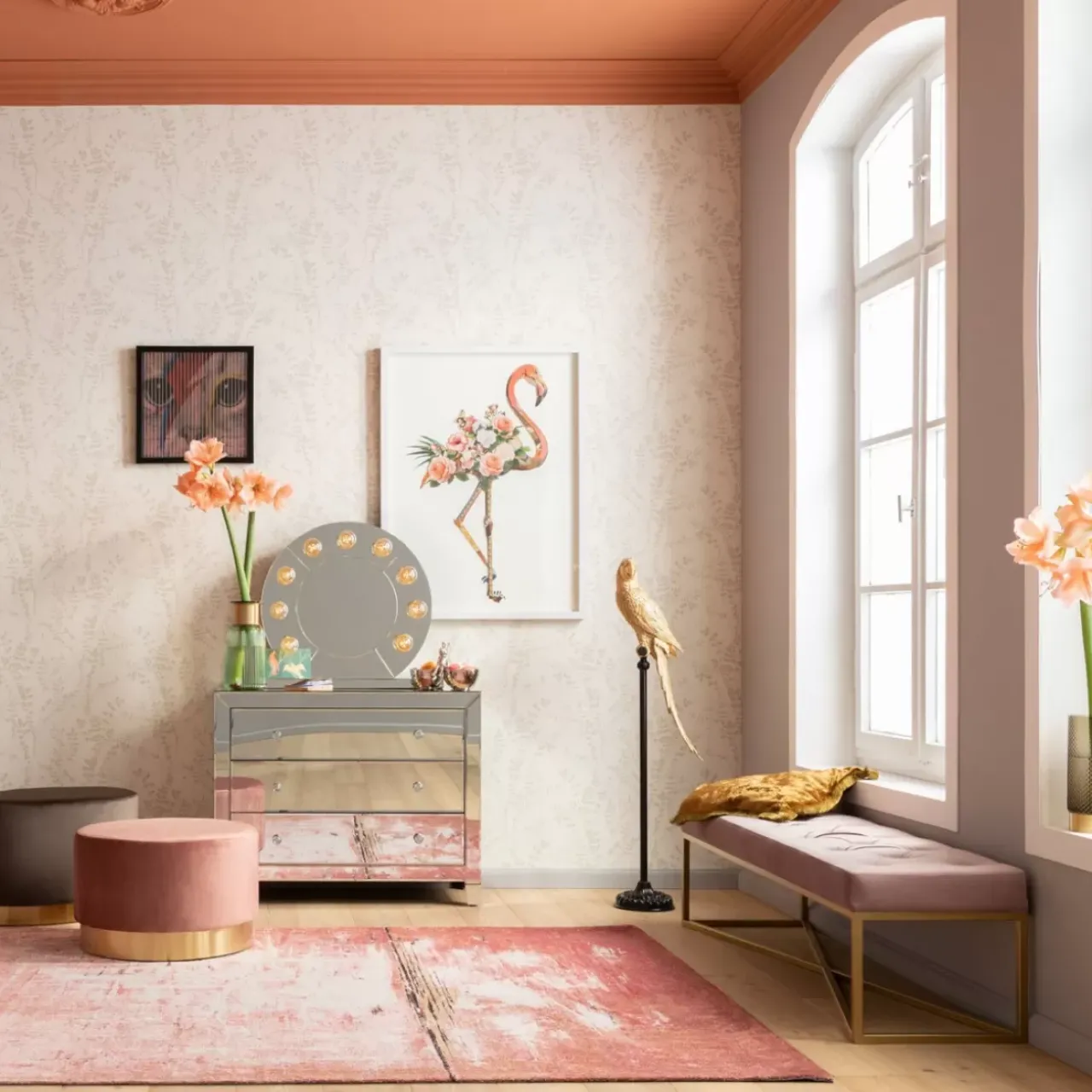 Sitzbänke|KARE Design Bank Crossover Rose Messing 150X40Cm
