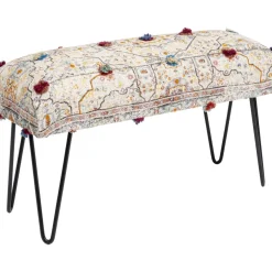 Sitzbänke|KARE Design Bank Desna Patchwork Creme Multi 80Cm