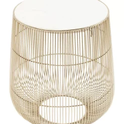 Tische|KARE Design Beistelltisch Beam Weiss Marmor Messing O32Cm