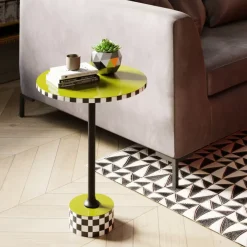 Tische|KARE Design Beistelltisch Domero Checkers Olive O25Cm