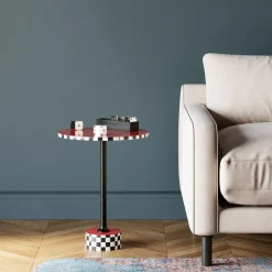 Tische|KARE Design Beistelltisch Domero Checkers Rot O40Cm