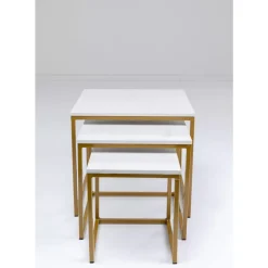 Tische|KARE Design Beistelltisch Key West Gold (3/Set)