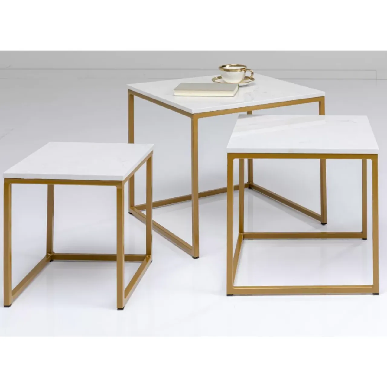 Tische|KARE Design Beistelltisch Key West Gold (3/Set)