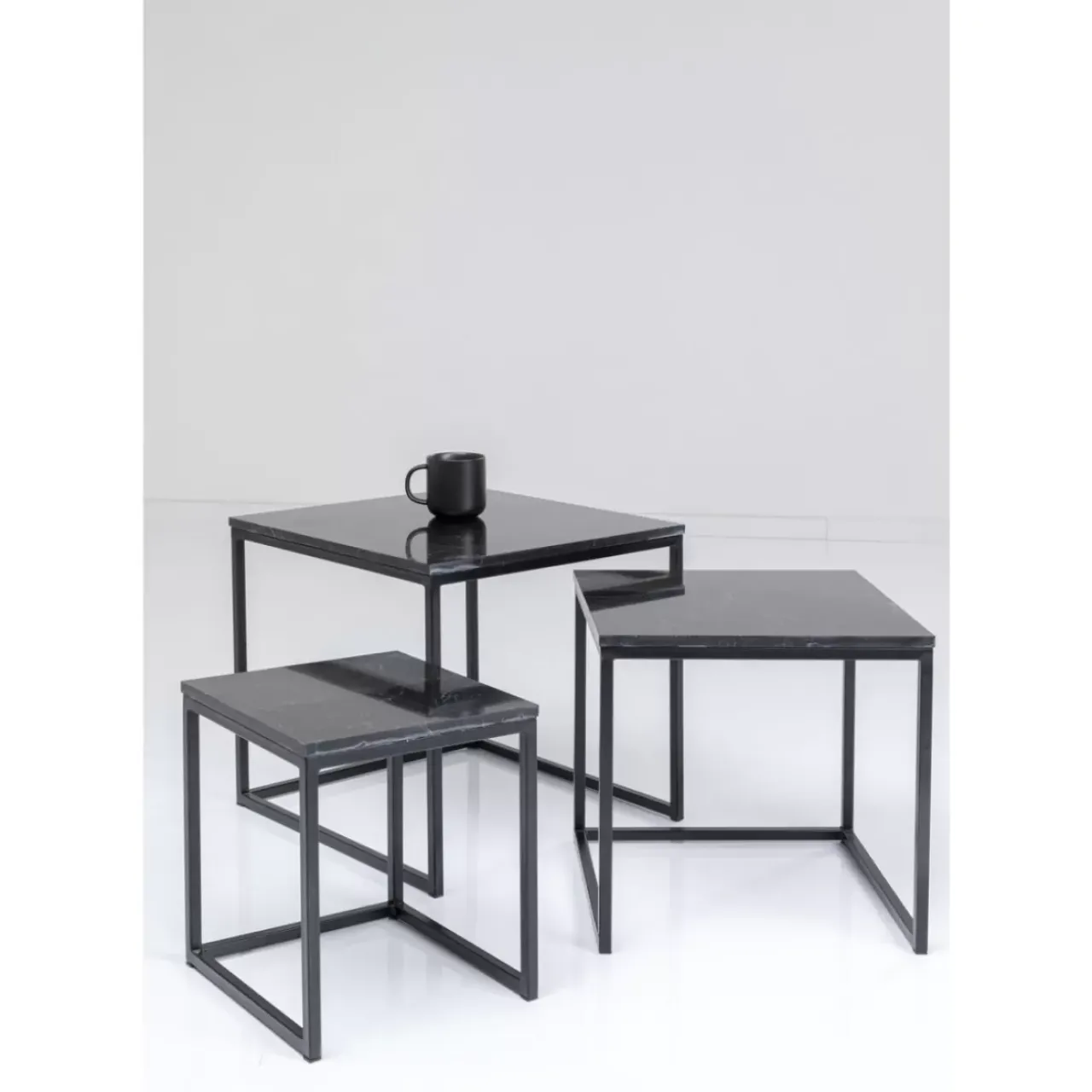 Tische|KARE Design Beistelltisch Key West Schwarz (3/Set)