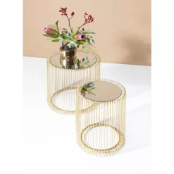 Tische|KARE Design Beistelltisch Wire Messing (2/Set) O44Cm