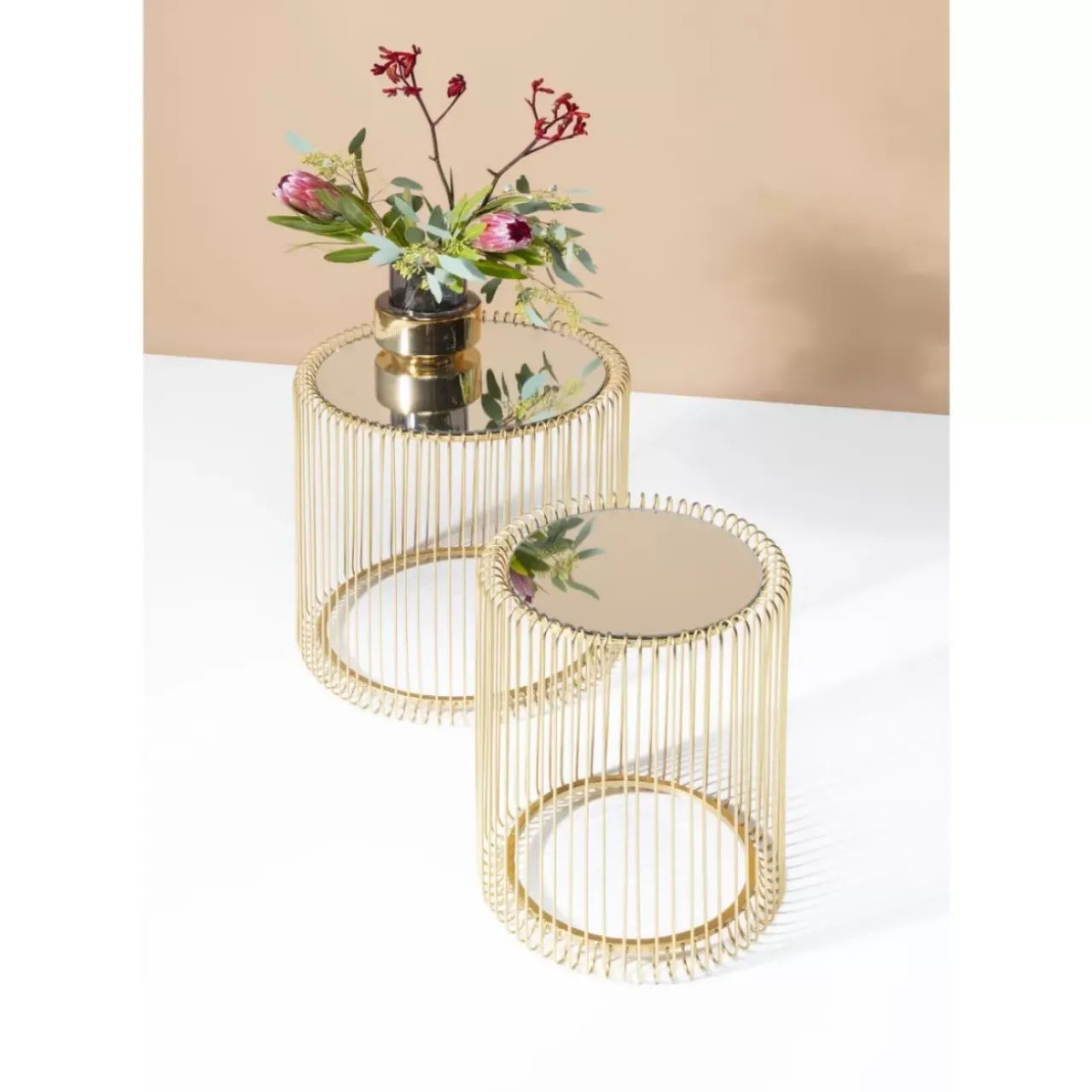 Tische|KARE Design Beistelltisch Wire Messing (2/Set) O44Cm