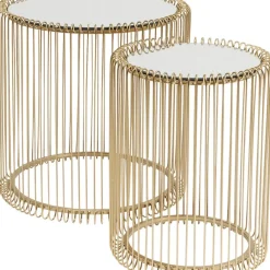 Tische|KARE Design Beistelltisch Wire Messing (2/Set) O44Cm