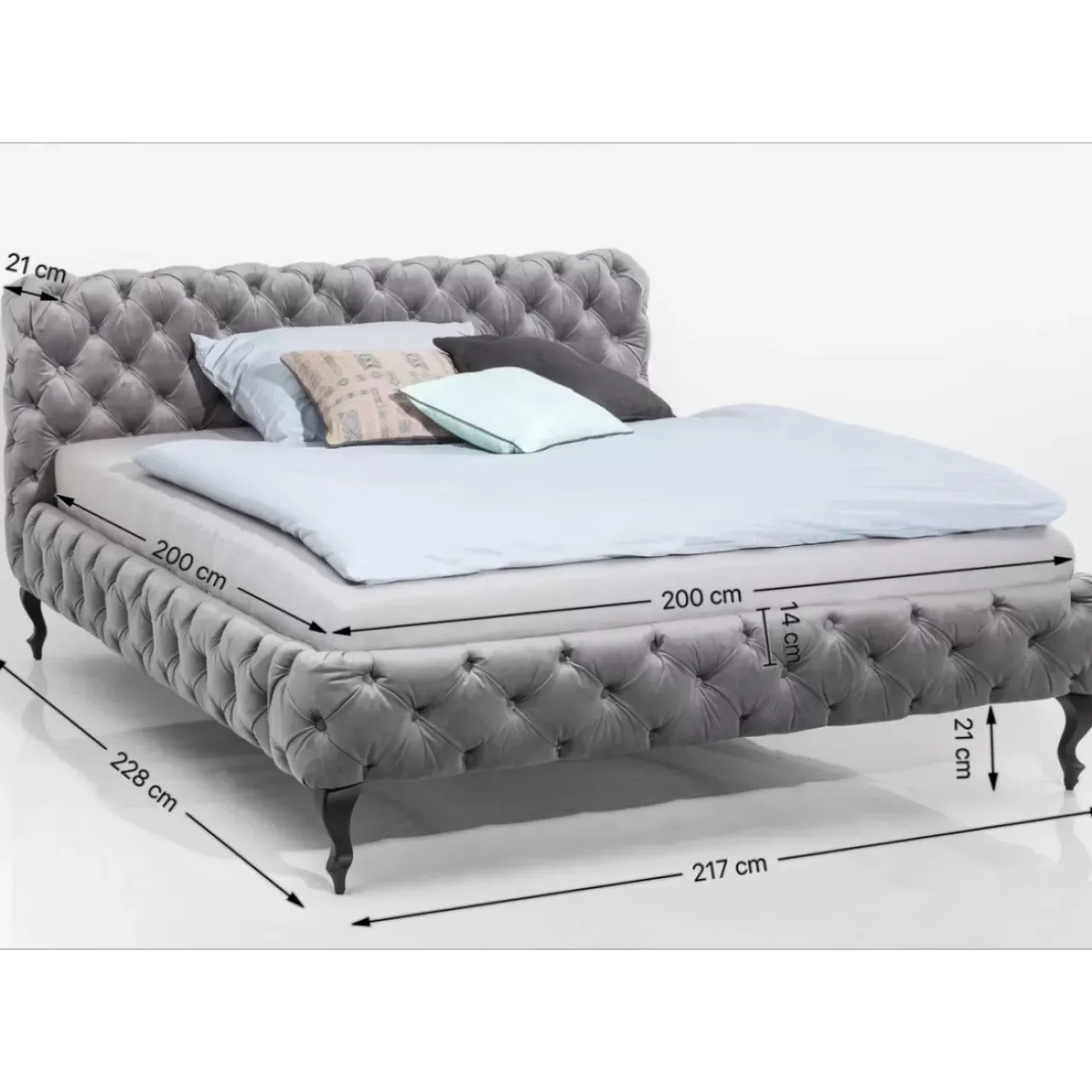 Betten|KARE Design Bett Desire Velvet Silbergrau 200X200Cm