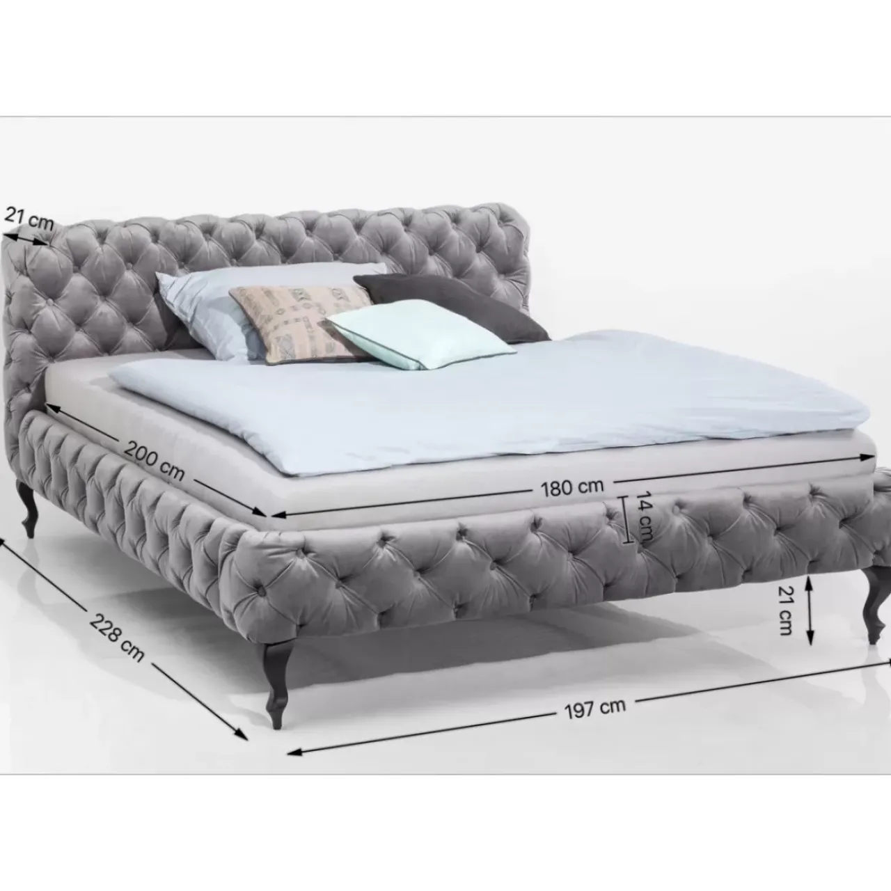 Betten|KARE Design Bett Desire Velvet Silbergrau 180X200 Cm