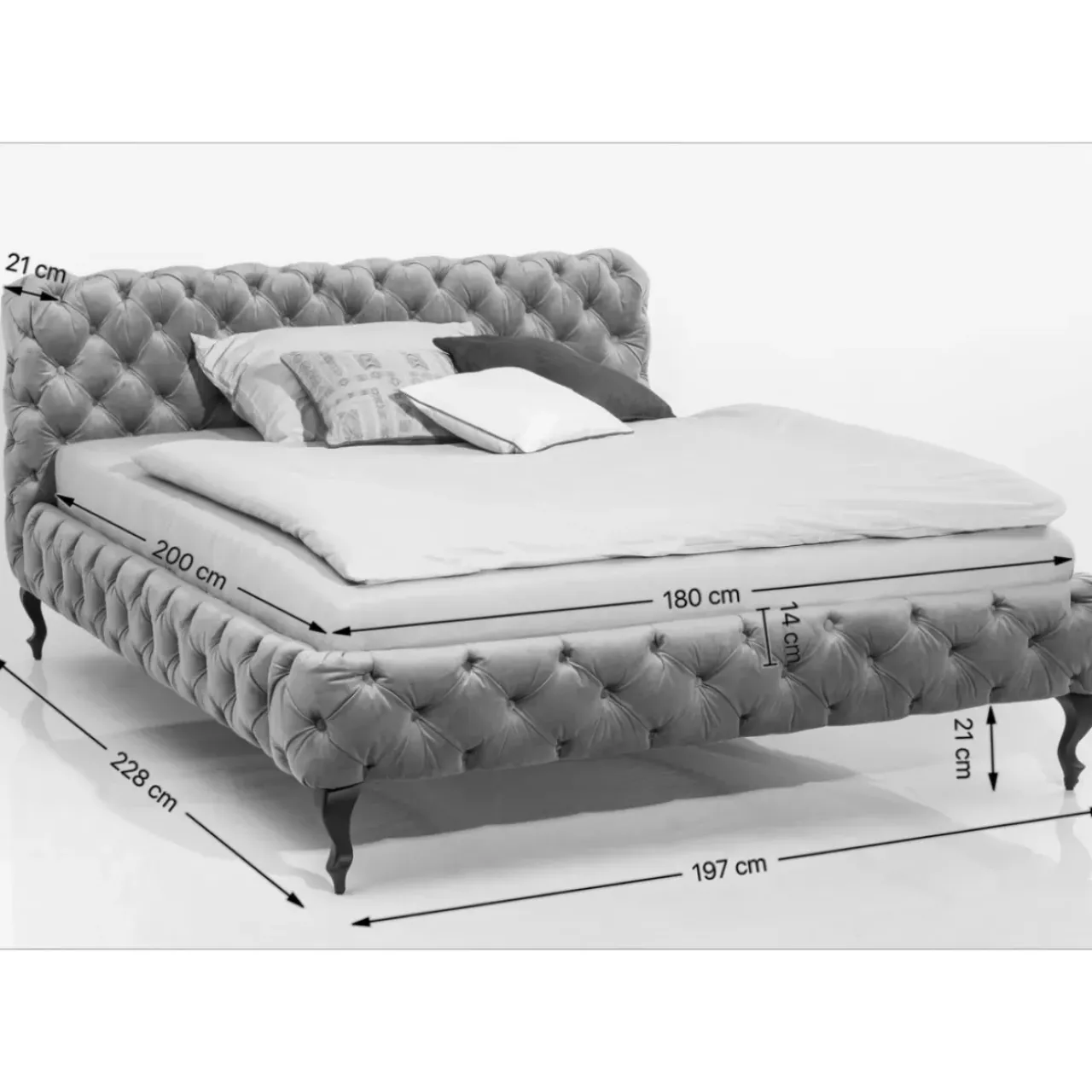 Betten|KARE Design Bett Desire Velvet Silbergrau 180X200 Cm