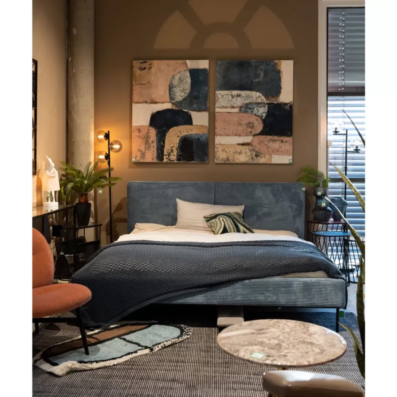 Betten|KARE Design Bett East Side Cord Blau 180X200Cm