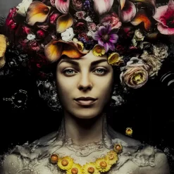 Bilder|KARE Design Bild Glas Flower Art Lady 120X120Cm