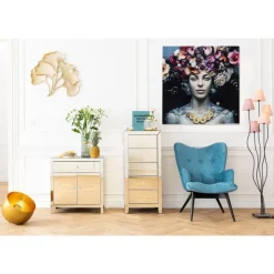 Bilder|KARE Design Bild Glas Flower Art Lady 120X120Cm