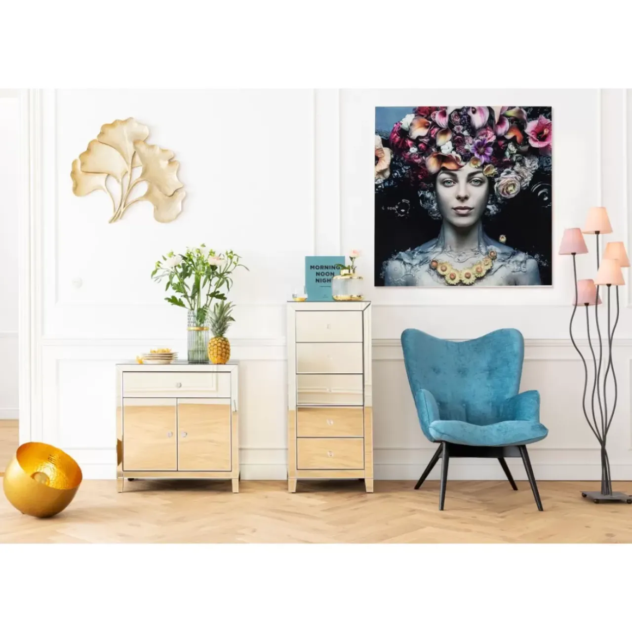 Bilder|KARE Design Bild Glas Flower Art Lady 120X120Cm