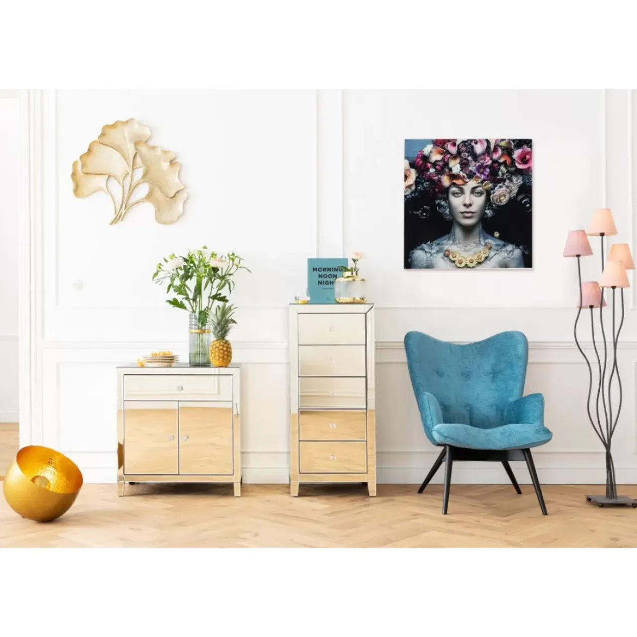 Bilder|KARE Design Bild Glas Flower Art Lady 80X80Cm