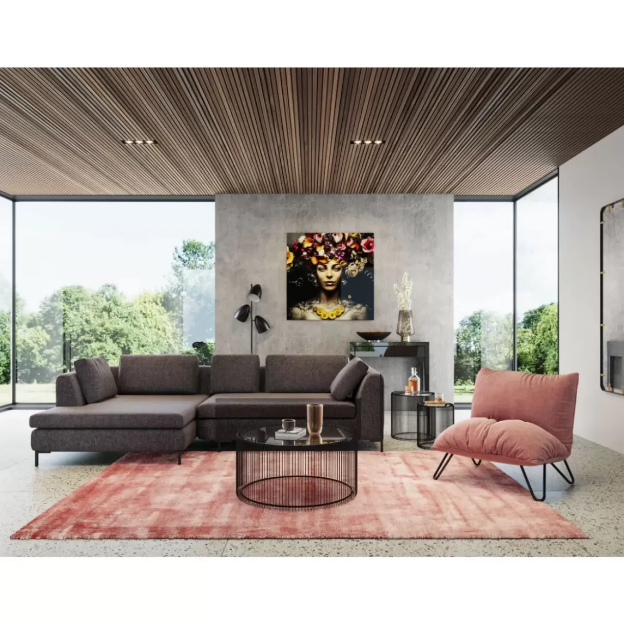 Bilder|KARE Design Bild Glas Flower Art Lady 80X80Cm