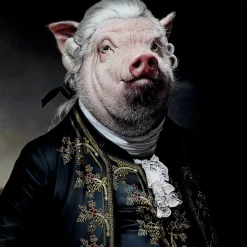 Bilder|KARE Design Bild Glas Gentleman Pig 120X120