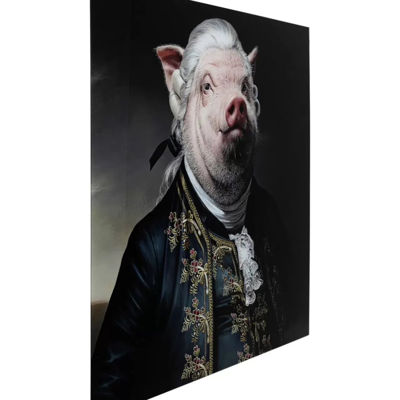 Bilder|KARE Design Bild Glas Gentleman Pig 120X120