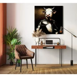 Bilder|KARE Design Bild Glas Knight Cow 120X120
