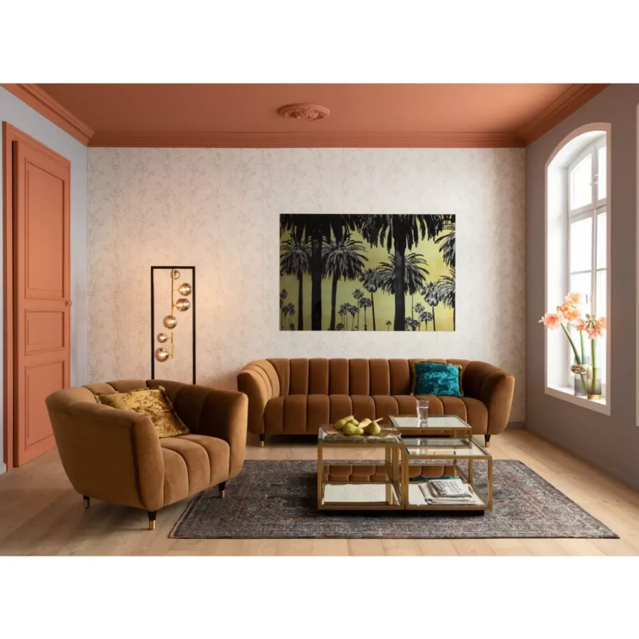 Bilder|KARE Design Bild Glas Metallic Palms 180X120Cm