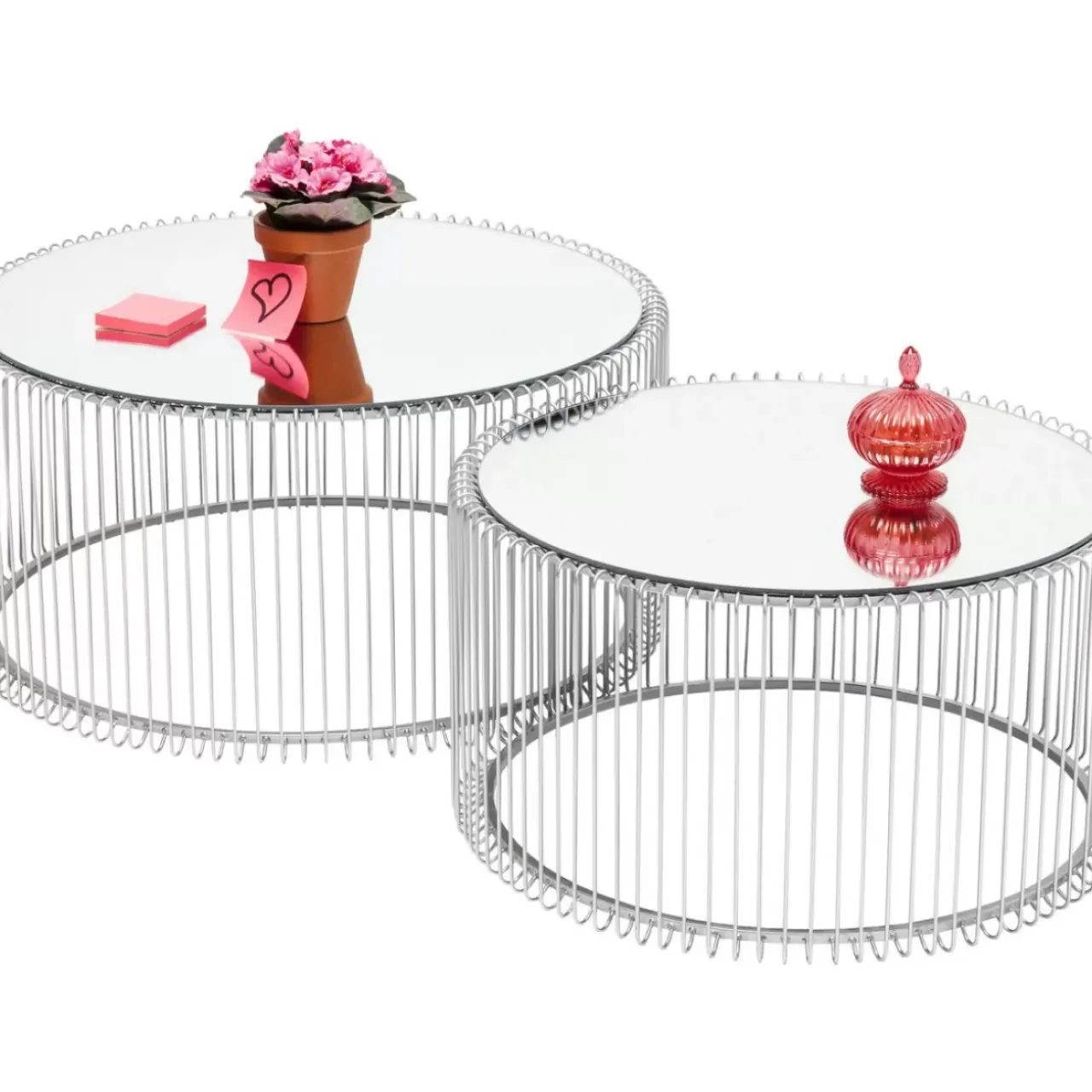 Tische|KARE Design Couchtisch Wire Silber (2/Set)