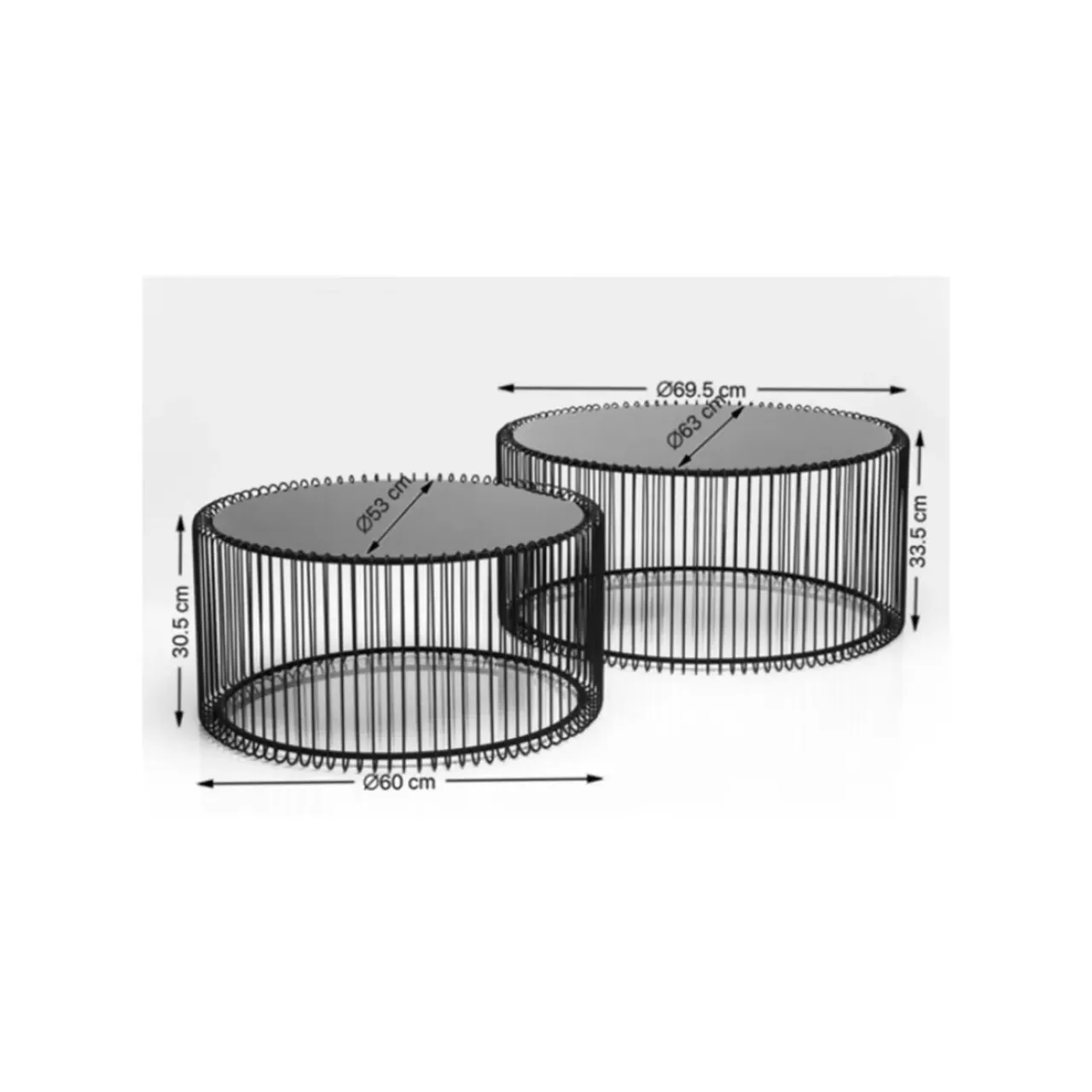 Tische|KARE Design Couchtisch Wire Silber (2/Set)