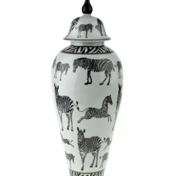 Vasen|KARE Design Deckelvase Zebra Gr 23X60