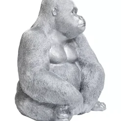 Deko & Geschenkartikel|KARE Design Deko Figur Monkey Gorilla Side Xl Silber Matt