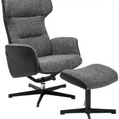 Sessel|KARE Design Drehsessel Mit Hocker Ohio Salt And Pepper