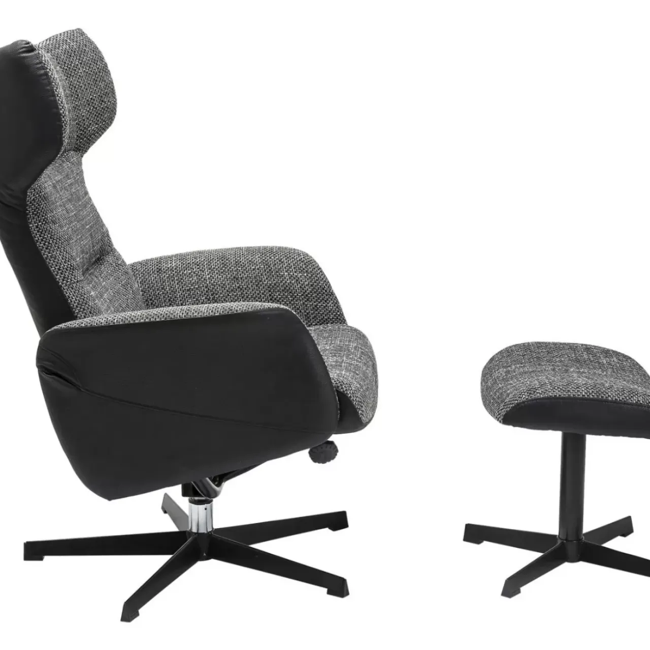 Sessel|KARE Design Drehsessel Mit Hocker Ohio Salt And Pepper
