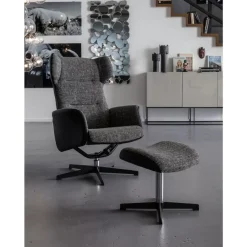 Sessel|KARE Design Drehsessel Mit Hocker Ohio Salt And Pepper