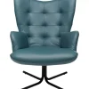 Sessel|KARE Design Drehsessel Oscar Leder Blau