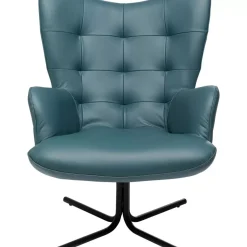 Sessel|KARE Design Drehsessel Oscar Leder Blau