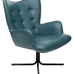 Sessel|KARE Design Drehsessel Oscar Leder Blau