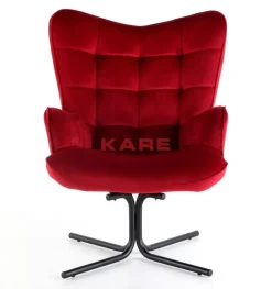 Sessel|KARE Design Drehsessel Oscar Velvet Rot