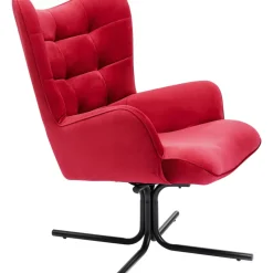 Sessel|KARE Design Drehsessel Oscar Velvet Rot