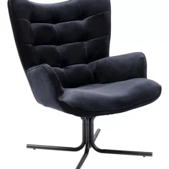 Sessel|KARE Design Drehsessel Oscar Velvet Schwarz