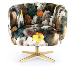 Sessel|KARE Design Drehsessel Peony Flower Gelb