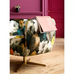 Sessel|KARE Design Drehsessel Peony Flower Gelb