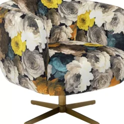 Sessel|KARE Design Drehsessel Peony Flower Gelb