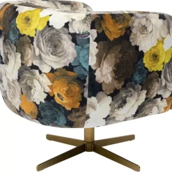 Sessel|KARE Design Drehsessel Peony Flower Gelb