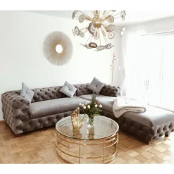 Sofas & Couches|KARE Design Ecksofa Desire Velvet Silbergrau R