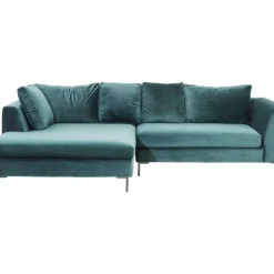 Sofas & Couches|KARE Design Ecksofa Gianni Velvet Dunkelgrun Links Schwarz