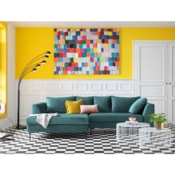 Sofas & Couches|KARE Design Ecksofa Gianni Velvet Dunkelgrun Rechts Schwarz