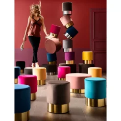 Sitzbänke|KARE Design Hocker Cherry Bordeaux Brass O35Cm