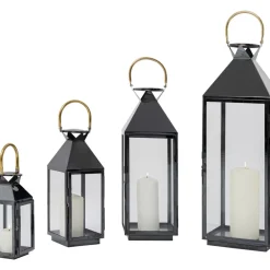 Kerzenständer & Laternen|KARE Design Laterne Giardino Schwarz Gold (4/Set)